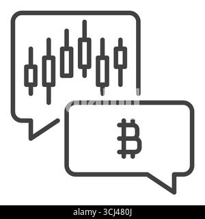 Candlestick Chart with Bitcoin sign vector BTC Investment concept icon or symbol in outline style Stock Vector