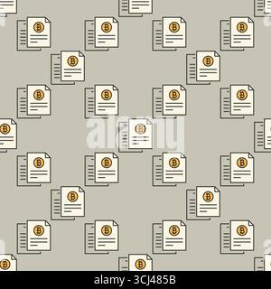 BTC document vector Bitcoin Accumulation concept colored seamless pattern Stock Vector