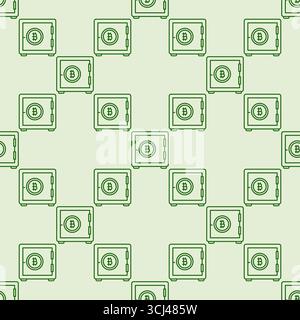 BTC Safe vector Bitcoin Investment concept seamless pattern in outline style Stock Vector