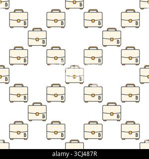 BTC Briefcase vector Bitcoin Accumulation concept colored seamless pattern Stock Vector