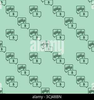 Candlestick Chart with Bitcoin sign vector BTC Investment concept seamless pattern in outline style Stock Vector