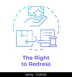 Right to redress blue gradient concept icon Stock Vector