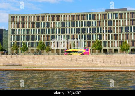 Berlin, Germany - August 20, 2025: Contemporary building facade of the Federal Ministry of Education and Research in Berlin, featuring large windows, Stock Photo