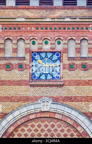 Clock face on the tower wall of the Orthodox Cathedral which is also known as the Metropolitan Cathedral, Timisoara, Romania, Europe Stock Photo