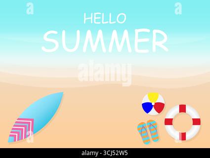Summer Beach or Sea Background. Vacation or Holiday Background. Vector Illustration. Stock Vector