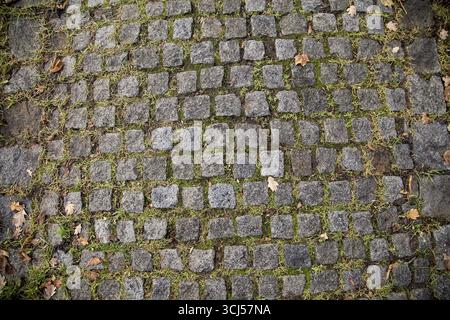 Old Gray Cobbled Stones Rural Road Texture Stock Photo