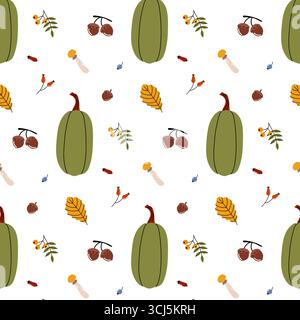 A vibrant design showcases green squash, cherries, and various leaves arranged against a clean white backdrop, creating a cheerful and artistic ambian Stock Vector