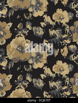 Big flowers pattern, upscale floral pattern. graphical textures floral, trendy colors pattern , flowers background with leaves. vector illustration. Stock Vector