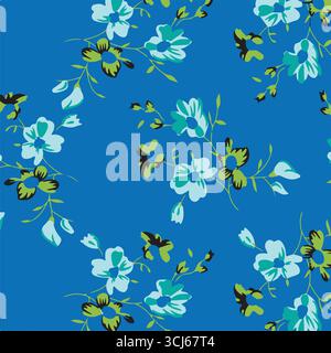 Big flowers pattern, upscale floral pattern. graphical textures floral, trendy colors pattern , flowers background with leaves. vector illustration. Stock Vector