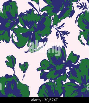 Big flowers pattern, upscale floral pattern. graphical textures floral, trendy colors pattern , flowers background with leaves. vector illustration. Stock Vector