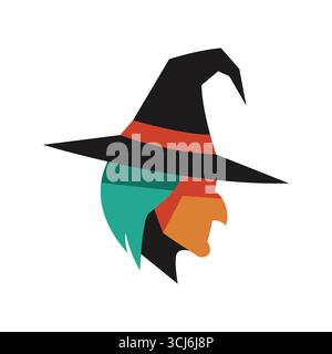 Iconic witch hat and witch design for halloween and magical themes white background Stock Vector