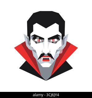 Vampire portrait vector art with red accents and fangs white background Stock Vector