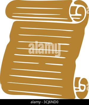 A vertical sheet of aged paper displays ruled lines and rolled corners ready for a message. Stock Vector