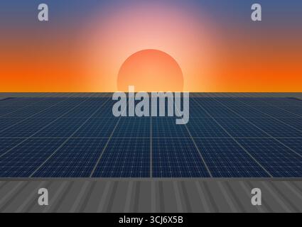 House With Solar Panel on Roof. Solar Energy and Renewable Energy Sources. Clean and Green Energy. Vector Illustration. Stock Vector