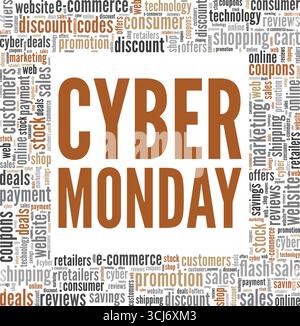 Cyber Monday word cloud conceptual design isolated on white background. Stock Vector