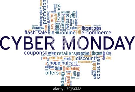 Cyber Monday word cloud conceptual design isolated on white background. Stock Vector