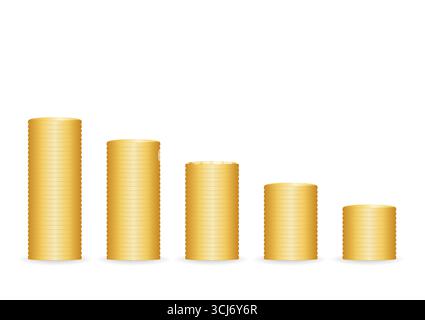 Coin stacks Isolated on White Background. Investment or Saving Money Concept. Vector Illustration. Stock Vector