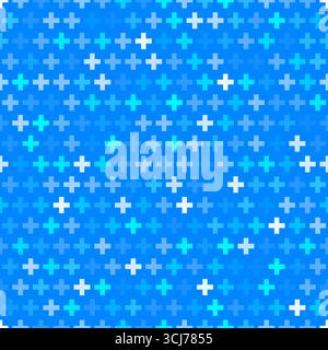 Seamless pattern with white and teal plus signs Stock Vector