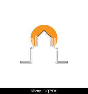Building logo design elements with unique style creative concept back sun home Stock Vector