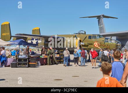 2025 Cleveland Air Show Mitchell B-25 medium bomber from World War II Stock Photo