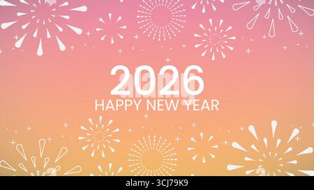 New Year 2026 greeting with elegant line firework bursts background vector illustration Stock Vector