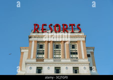 Atlantic City, NJ - Aug 25, 2025: Close-up view of Resorts Casino Hotel Skyscraper Stock Photo
