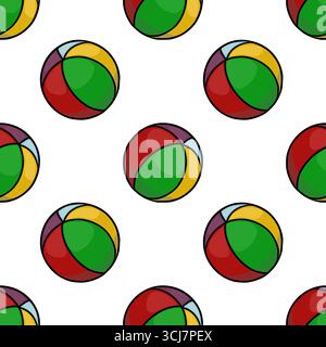 Seamless vector pattern of colorful playful balls, ideal for kids textile, wrapping paper, or vibrant background designs. Stock Vector