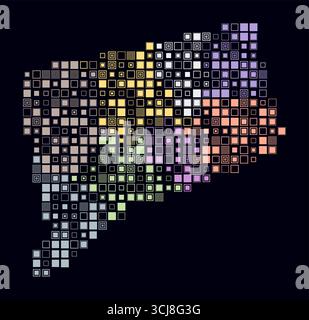 Square dots pattern map of Connecticut. Dotted pixel map with flag ...