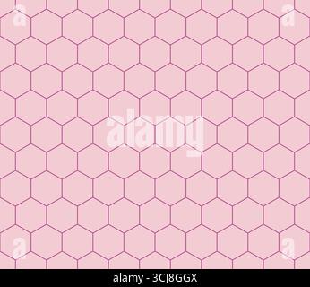 Abstract pattern of geometric shapes. Medium Red-Violet color on matching background. Simple hexagon grid. Hexagonal shapes. Seamless pattern. Stock Vector