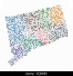 Square dots pattern map of Connecticut. Dotted pixel map with flag ...