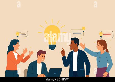 A vector illustration of Concept of Business People Working Together Stock Vector