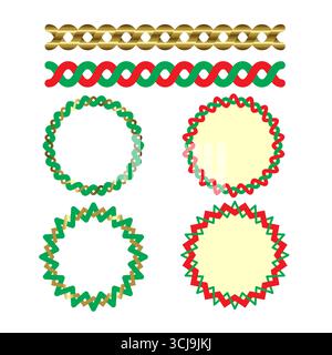 Unique vector artwork featuring colorful circular rings and intertwined ornamental borders with dynamic symmetry Stock Vector
