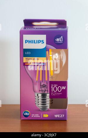 Pruszcz Gdanski, Poland - February 19, 2025: Philips LED bulb. Stock Photo