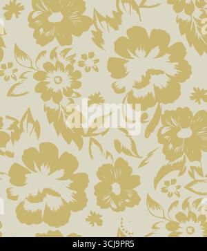 Big flowers pattern, upscale floral pattern. graphical textures floral, trendy colors pattern , flowers background with leaves. vector illustration Stock Vector