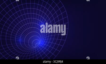 Abstract digital tunnel with glowing blue grid lines and light flares, ideal for technology, sci-fi and virtual space concepts, vector illustration Stock Vector