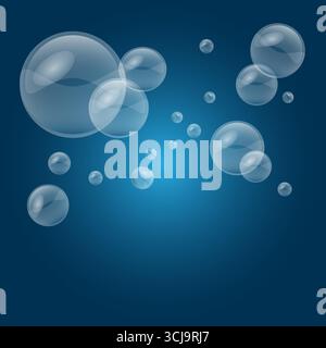 Water Bubbles splashes, soap foam frame on gradient background, vector illustration Stock Vector
