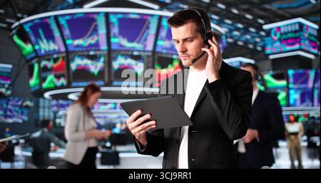 Analyzing Global Economy Through Financial Investment With Diverse Fintech Worker Stock Photo