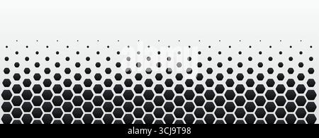 Black White Hexagon Honeycomb Pattern Abstract Geometric Digital Grid Background Futuristic Technology Texture For Science, Medical Research, AI Tech Stock Vector