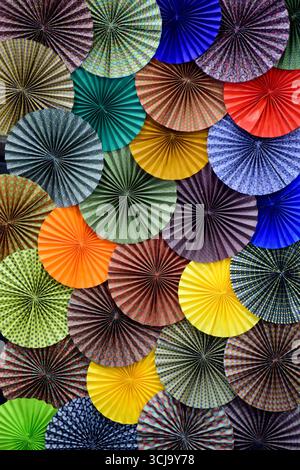 Multi colored fans Stock Photo