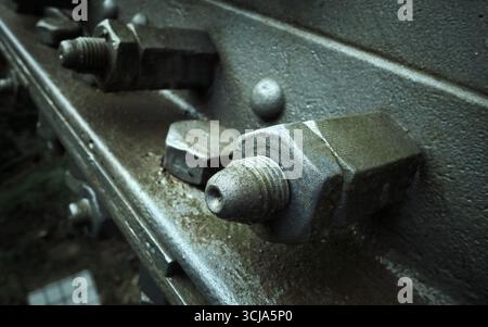 bolts and nuts of the memorial Bridge 'Battle for the Wounded on the Neretva' in Jablanica, Bosnia and Herzegovina (2) Stock Photo