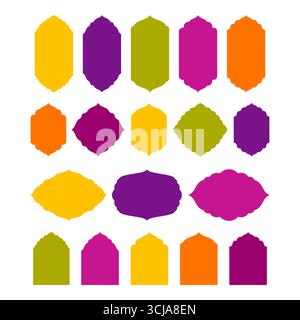 Frame Borders, Ornamental Arabic Label Shapes Stock Vector
