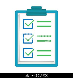 Checklist Clipboard Icon, Task List Vector Illustration, Black and White To-Do List Symbol Stock Vector