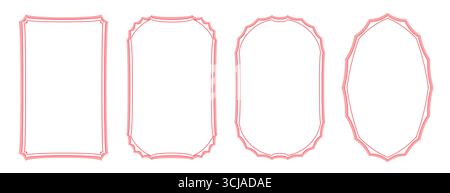 Set of decorative frames with wavy lines and patterns. Trendy vintage fancy frames for wedding invitations, birthday cards, prints. Stock Vector