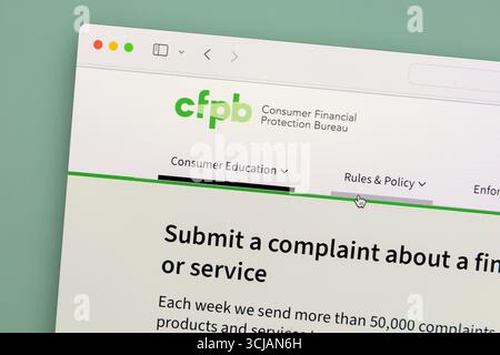 Ostersund, Sweden - Aug 28, 2025: CFPB website. Stock Photo