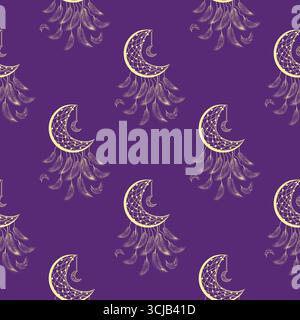 Silhouettes Magic symbols seamless pattern, with magical elements such as snake, eye, tarot cards, hand, skull, potion, moon, butterfly, mushrooms, st Stock Vector