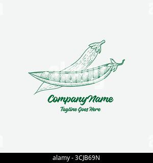 Vintage Retro Hand Drawn Peas Seed Nut Illustration for Farm Garden Product Logo Design Vector Stock Vector