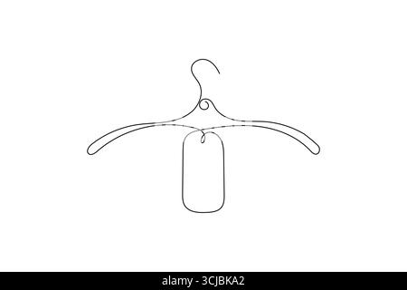 Clothes hangers continuous one line drawing minimalist outline illustration Stock Vector