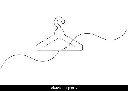 Clothes hangers continuous one line drawing minimalist outline illustration Stock Vector