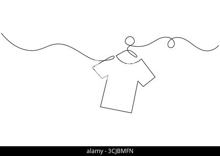 Clothes hangers continuous one line drawing minimalist outline illustration Stock Vector