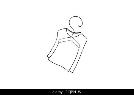 Clothes hangers continuous one line drawing minimalist outline illustration Stock Vector